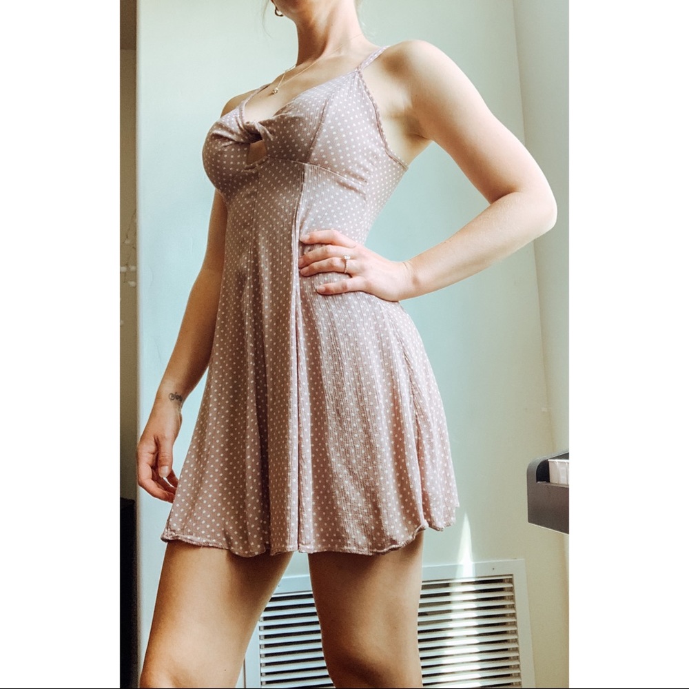 Blush Pink Polka Dot Mini Dress